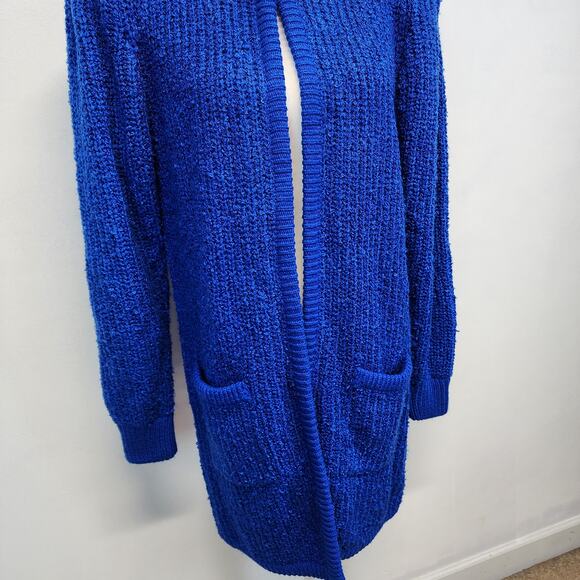 Monto Par le Chois Longline Cardigan Jacket Size L Blue Boucle Knit Vintage - Picture 4 of 16